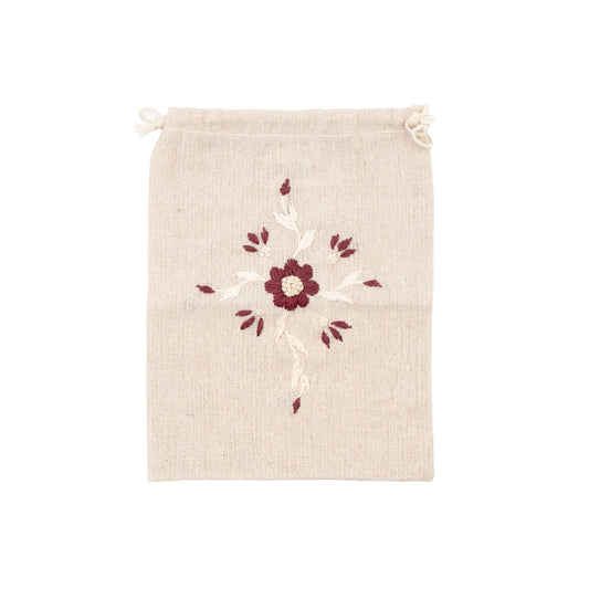 Drawstring Pouch (Red Embroidery)