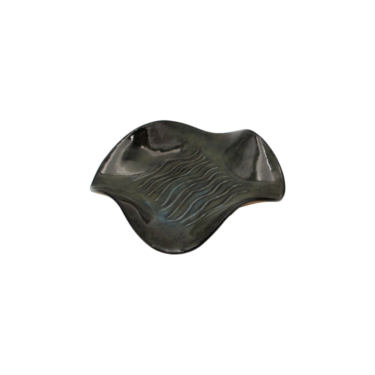 Ceramic Wavy Design Bowl (Green)