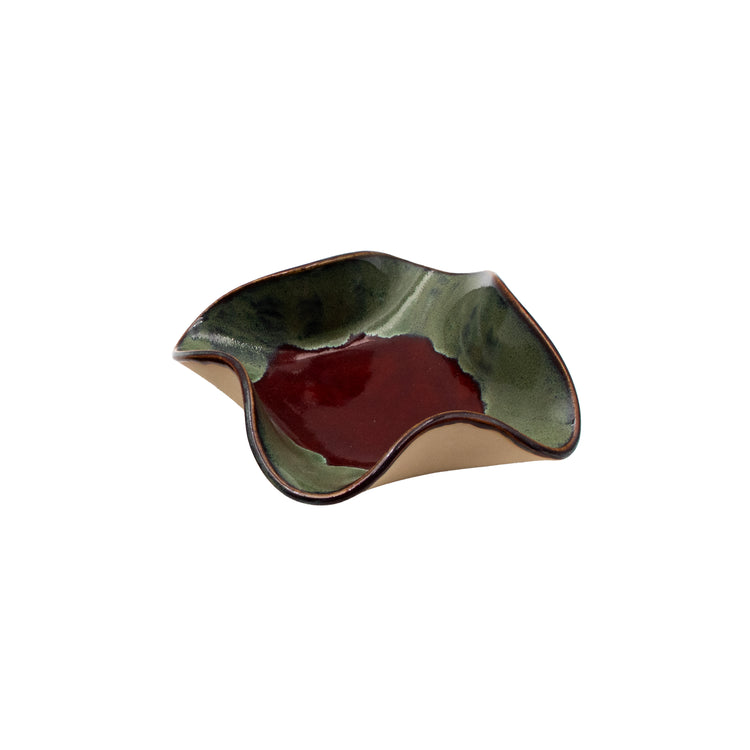 Ceramic Wavy Design Bowl (Red/Green)
