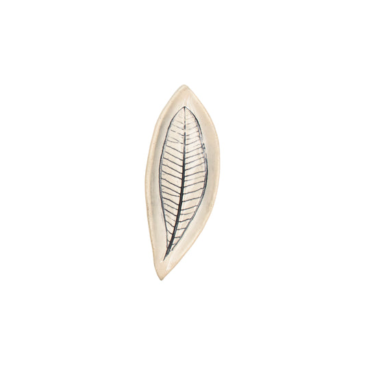 Ceramic Leaf Design Plate (Small/White)