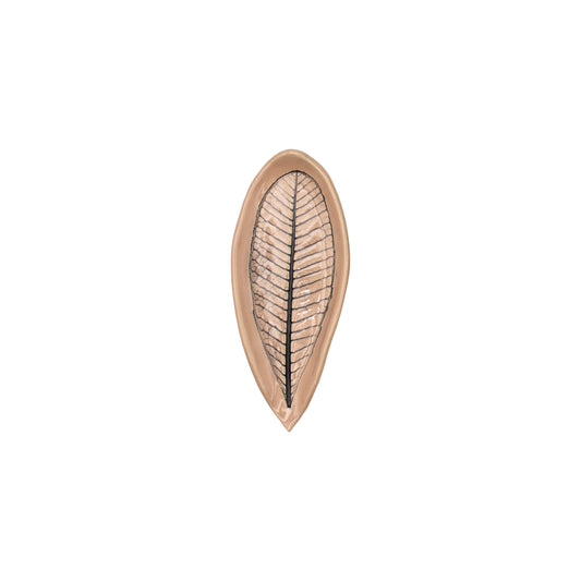 Ceramic Leaf Design Plate (Small/Beige)