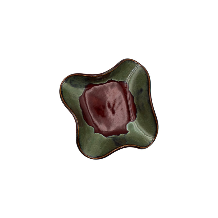 Ceramic Wavy Design Bowl (Red/Green)