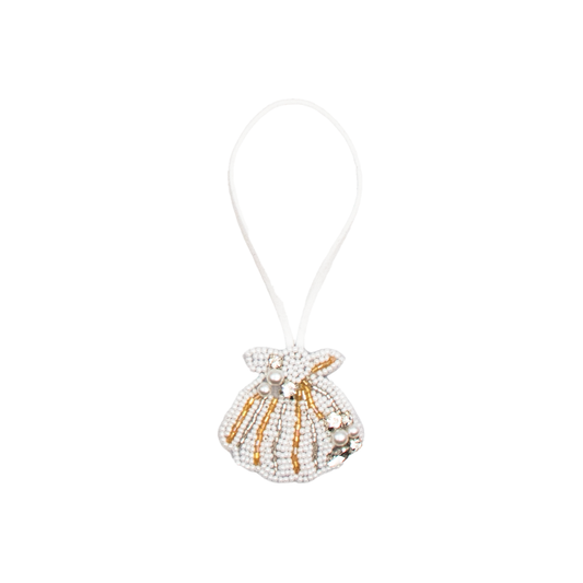 Bag Charm Seashell (White+Silver)