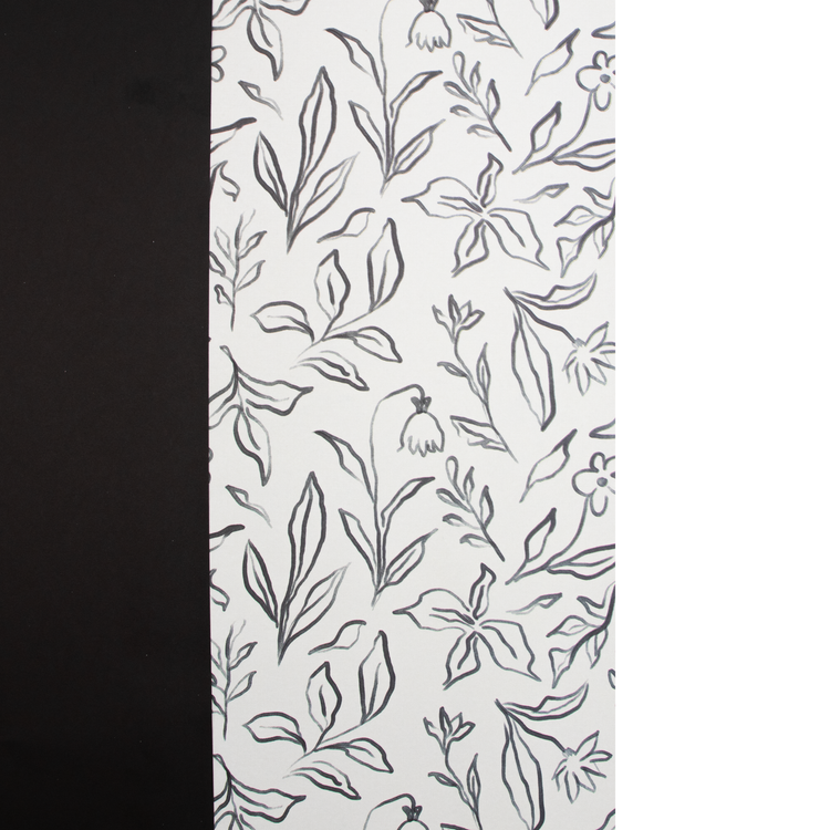 Wrapping Paper Black Floral