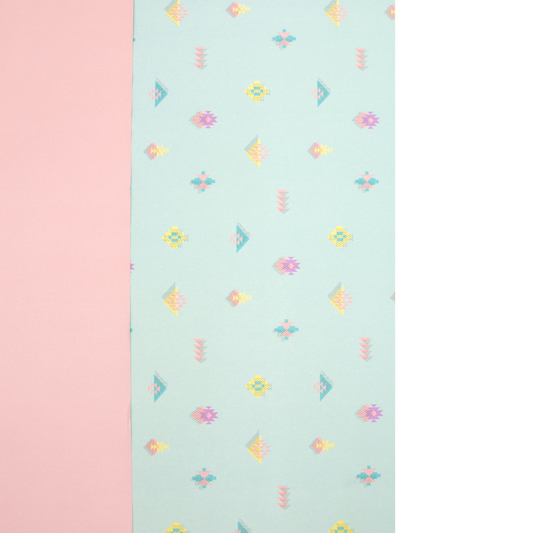 Wrapping Paper Green + Pink Memphis Al Sadu