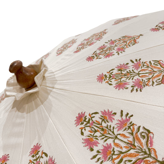 Orange Block Print Garden Umbrella