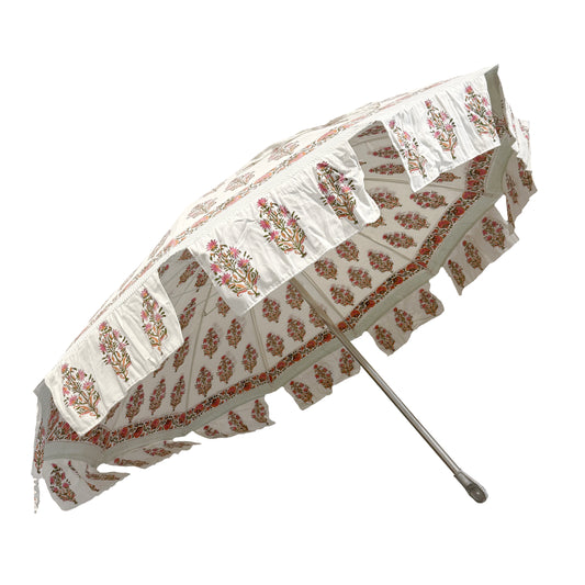 Orange Block Print Garden Umbrella