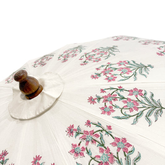 Pink Block Print Garden Umbrella