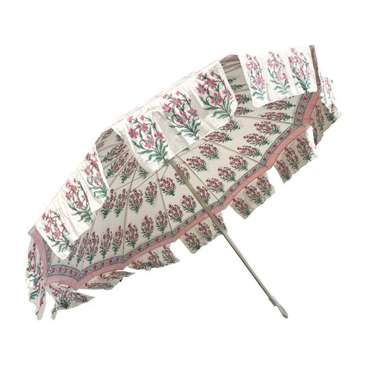 Pink Block Print Garden Umbrella
