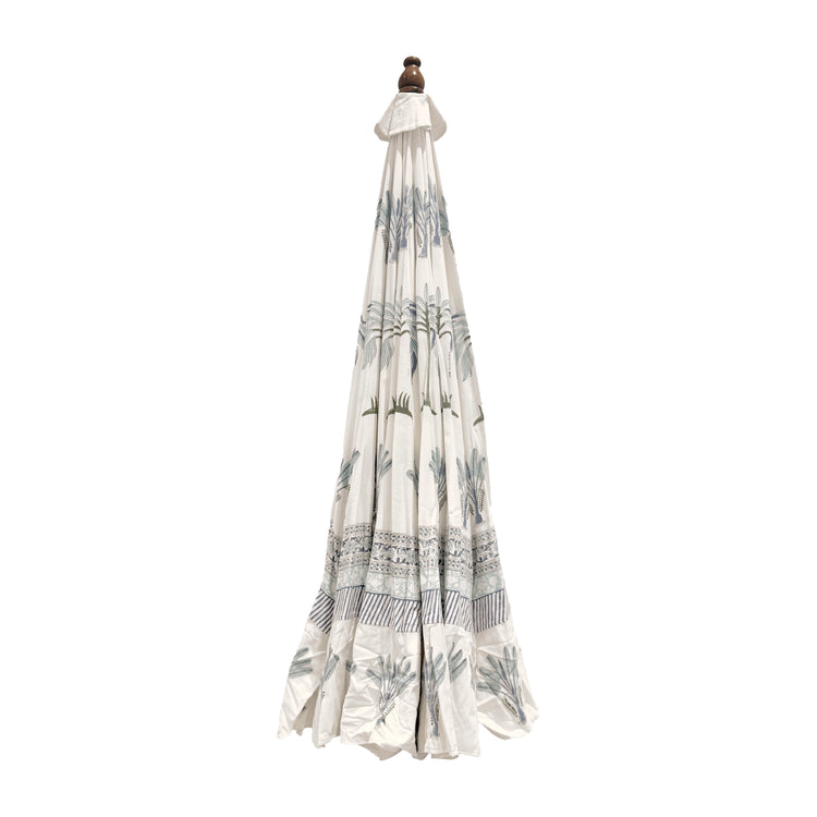 Blue Block Print Garden Umbrella