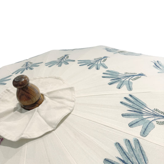 Blue Block Print Garden Umbrella