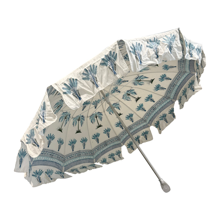 Blue Block Print Garden Umbrella