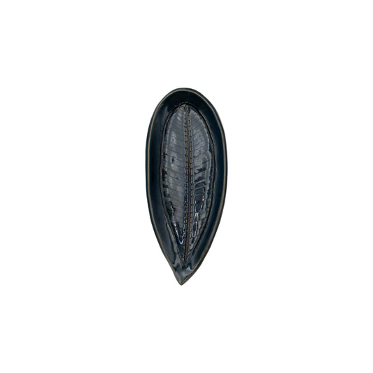 Ceramic Leaf Design Plate (Small/Blue)