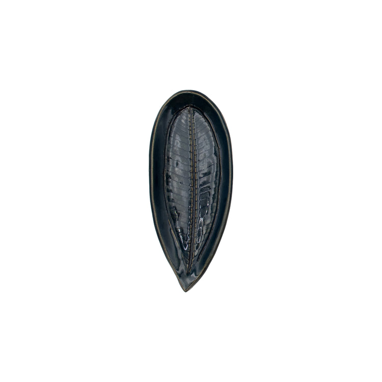 Ceramic Leaf Design Plate (Small/Blue)