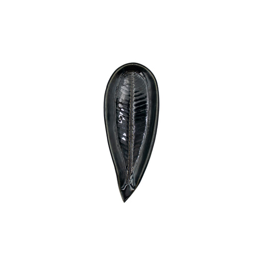 Ceramic Leaf Design Plate (Small/Black)