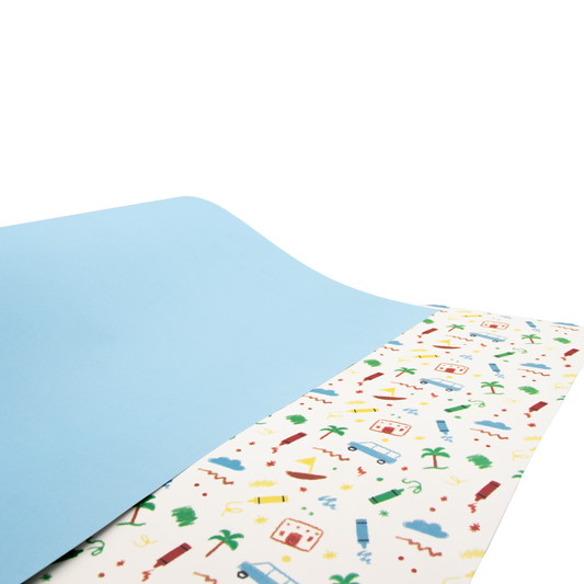 Wrapping Paper Back to School + Light Blue