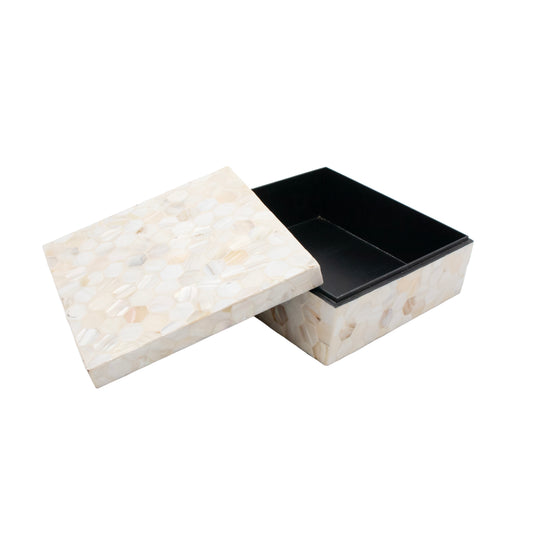 Mother of Pearl Box White & Gold