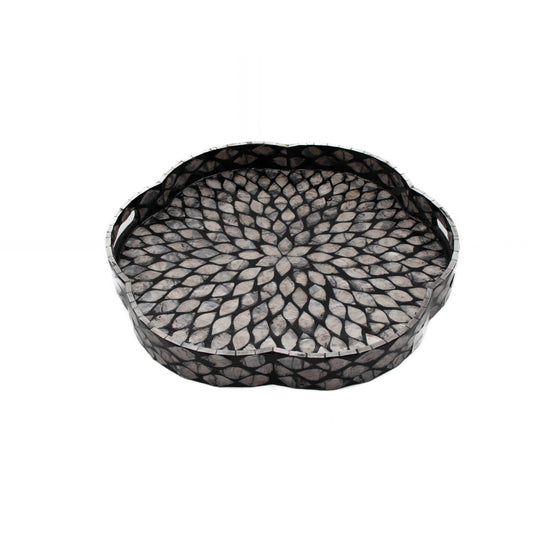 Mother of Pearl Flower Tray Black