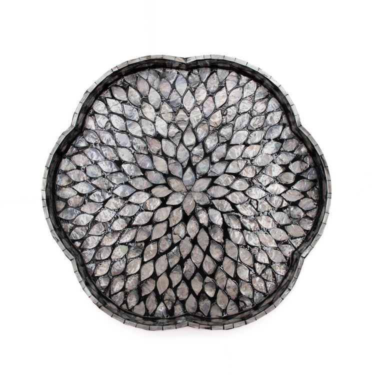 Mother of Pearl Flower Tray Black