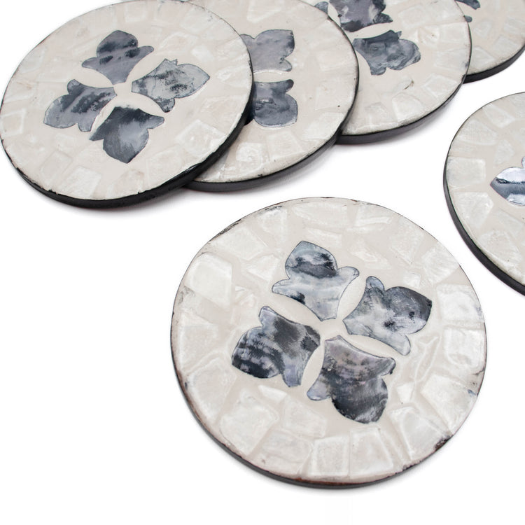 Mother of Pearl Coaster Set Black & White