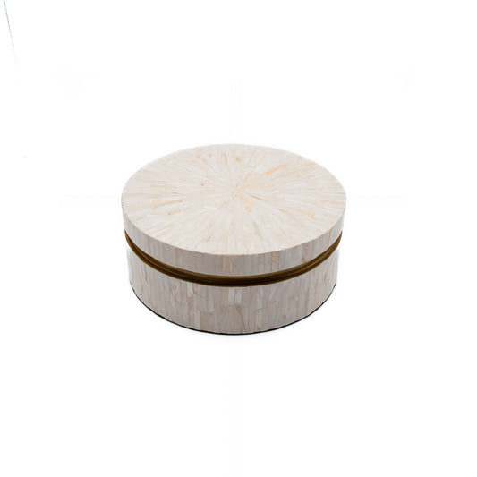 Mother of Pearl Round Box White