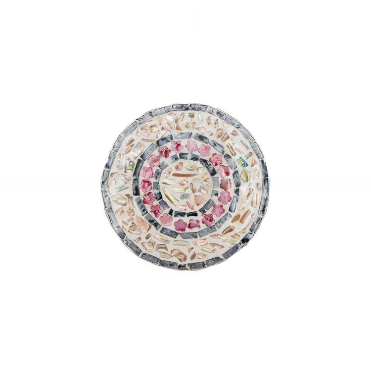 Mother of Pearl Round Box Black Pink (M)