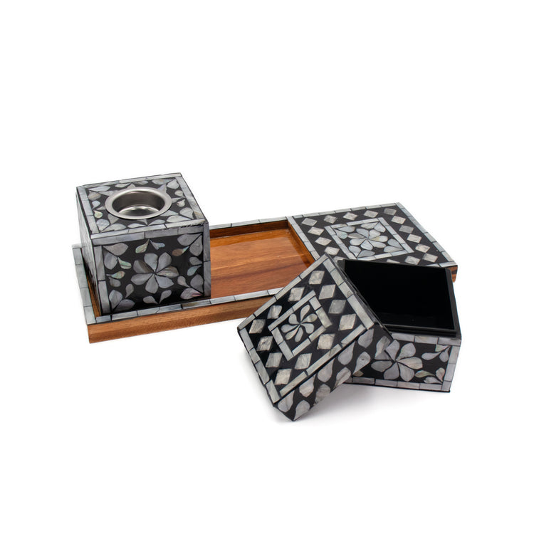 Mother of Pearl Mubkhar Set Black